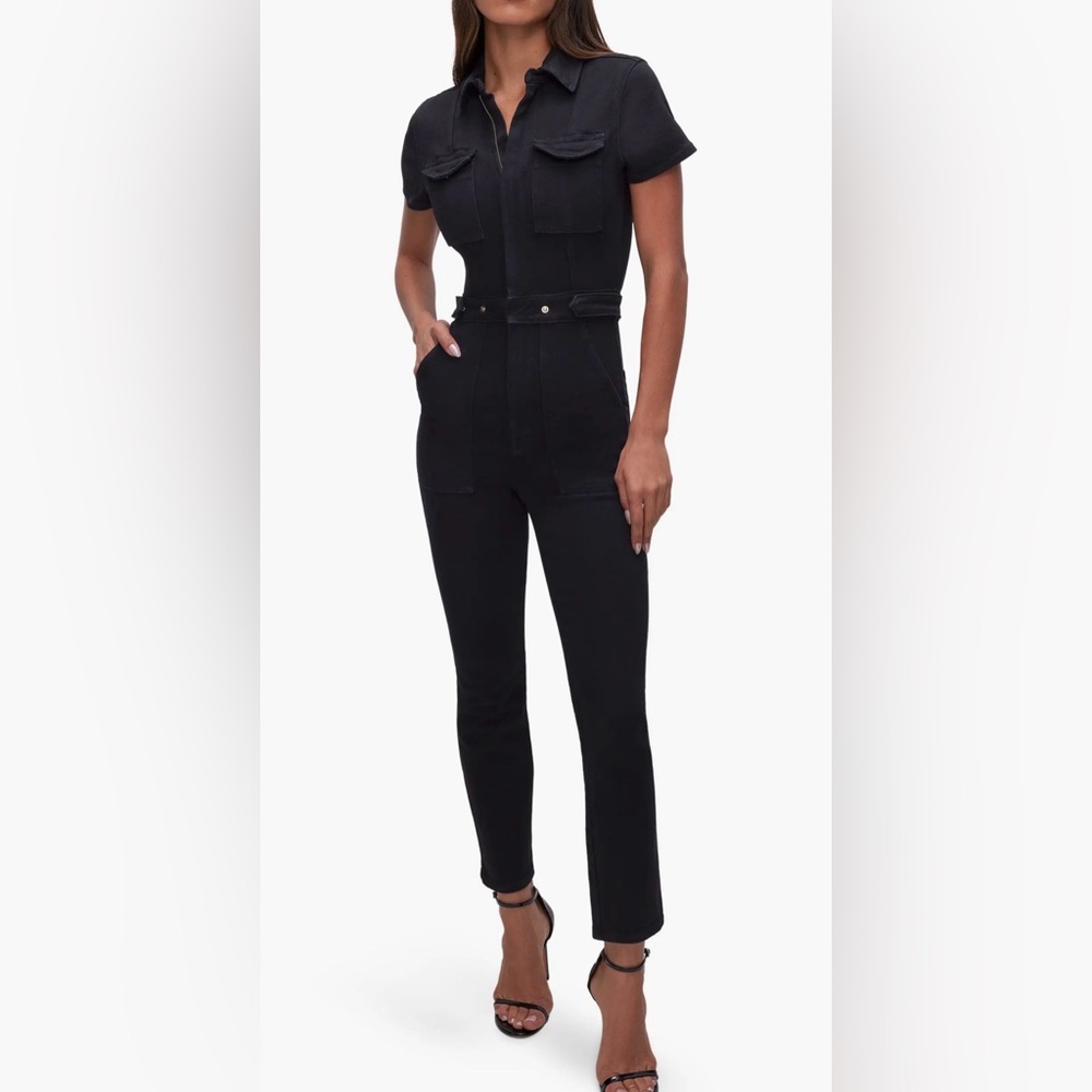 Good American Women's Black Straight Leg Jumpsuit
